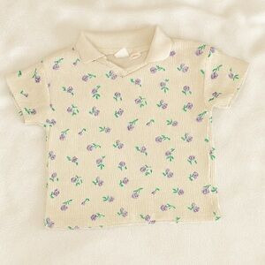 Zara kids 3-4 years floral top in light pink with purple flowers